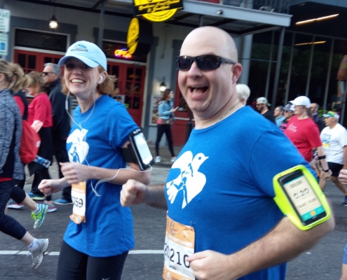 charity runners during 2019 race, mile 3