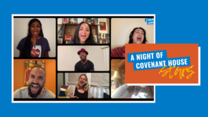Thumbnail for A Night of Covenant House stars featuring many smiling faces in zoom windows