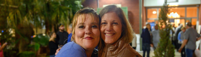 Two women smiling during Sleep Out 2020